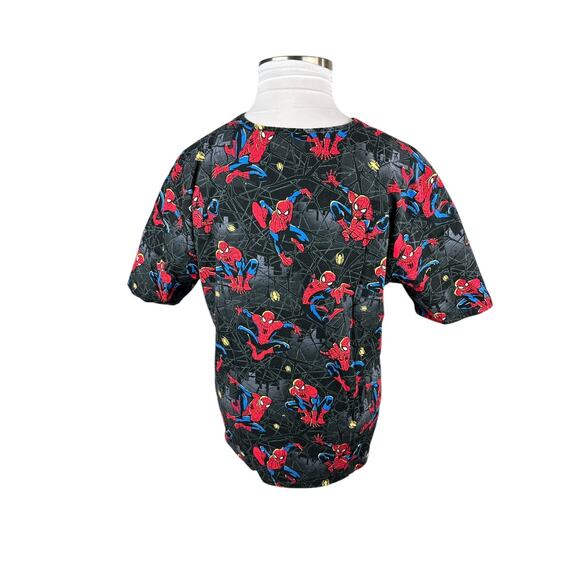 ✨2/$20 Marvel x Ultimate Spiderman Nurse CNA V-Neck Spider-Man Scrub Top Large - Picture 12 of 13